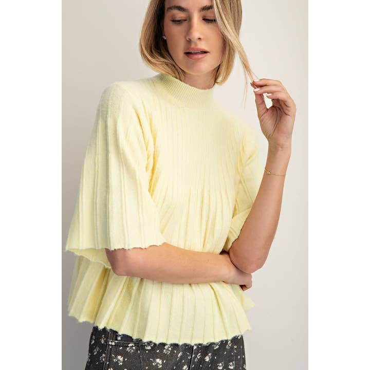 SHORT-SLEEVE MOCK-NECK SWING SWEATER for wholesale by COTIERRA