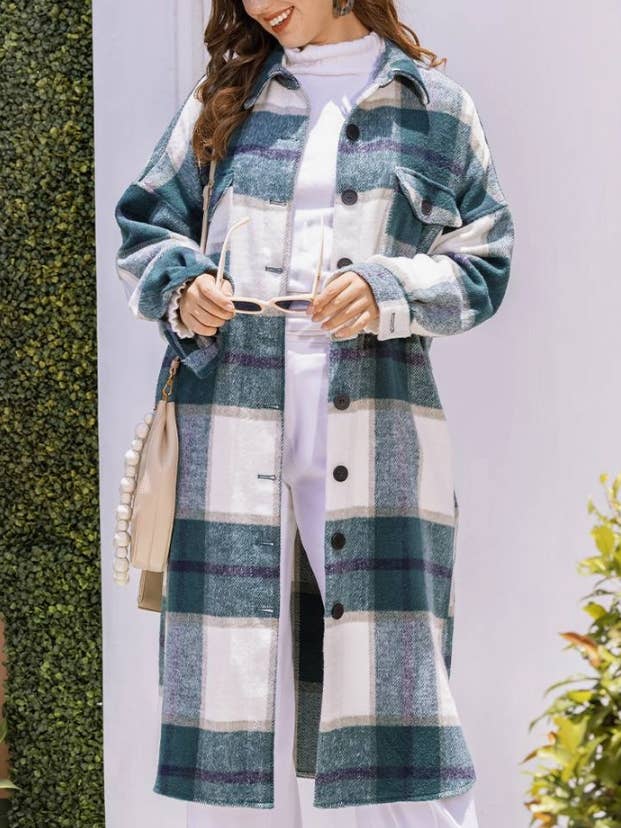 Classic Plaid Lapel Versatile Coat for wholesale by HIDDENBRAND