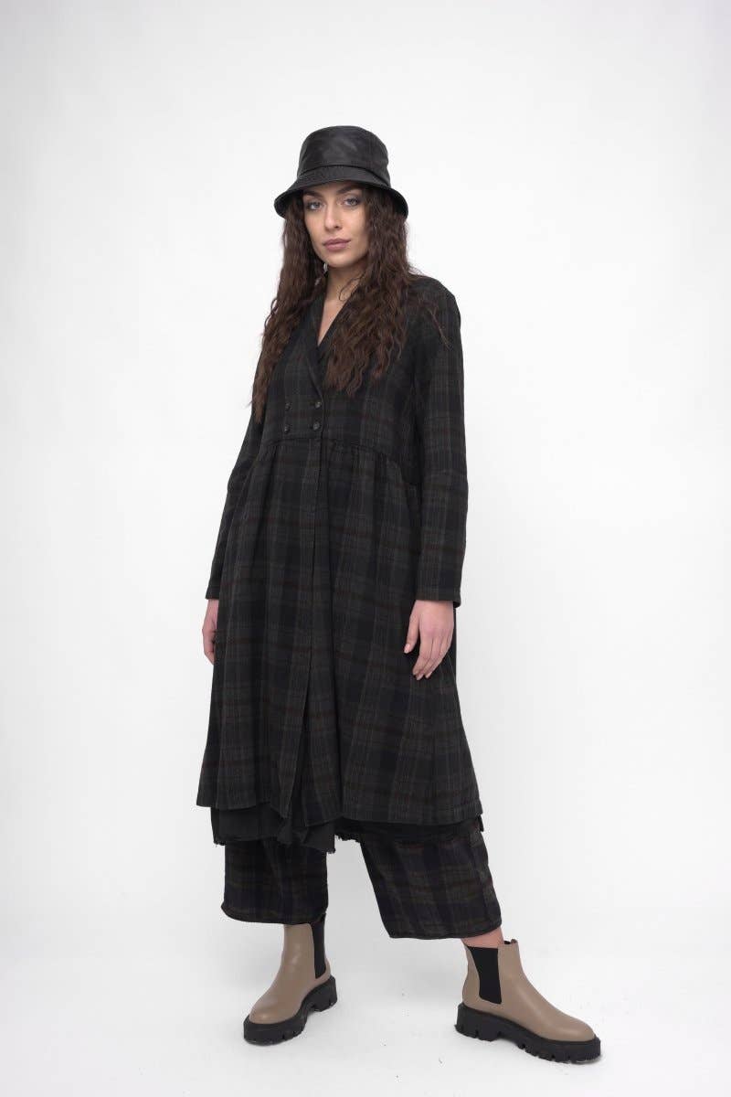 Baci & Amici Fashion - US Continental – Engroshandel Kjole - Dame – Bomuld Plaid Overcoat Kjole0