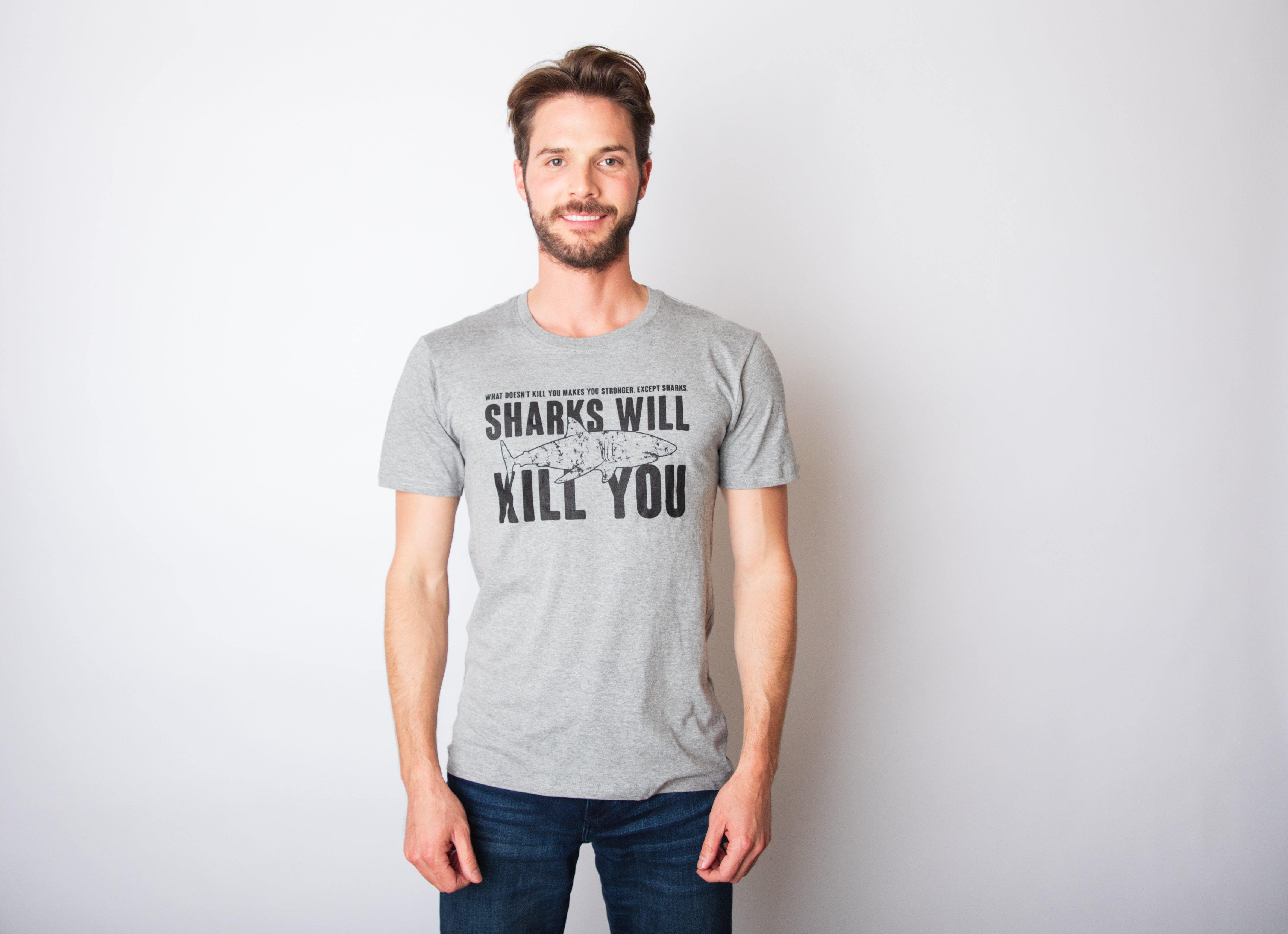 Crazy Dog T-Shirts - Wholesale Shirt - Men's - Sharks Will Kill You Men's Tshirt Shark Week Graphic Tee0