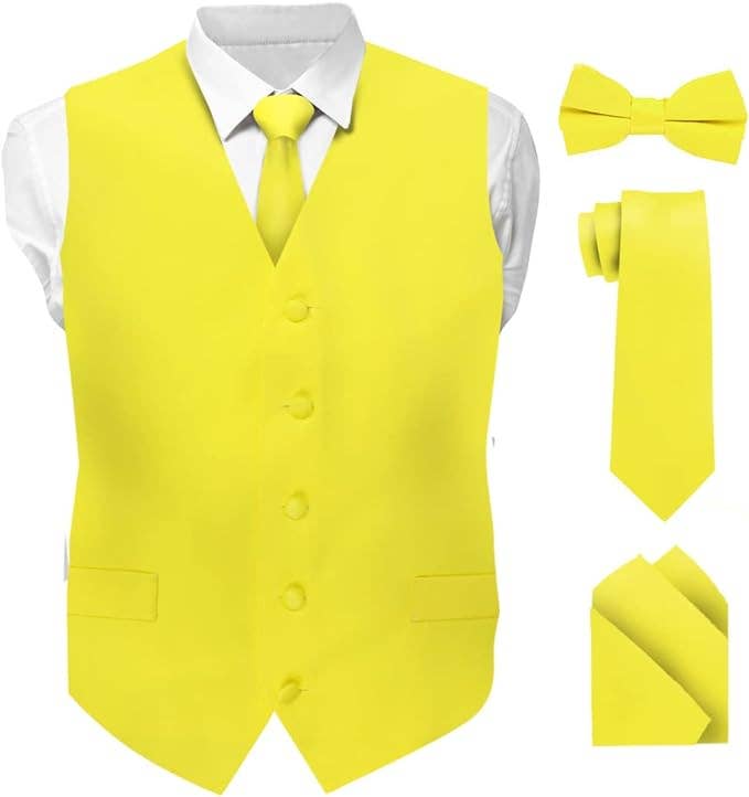 Dubal Brothers - Wholesale Suit Vest - Men's - Vittorio Farina Solid Satin Vest Set (White Back) Var. 01 (Beige-Maize)35