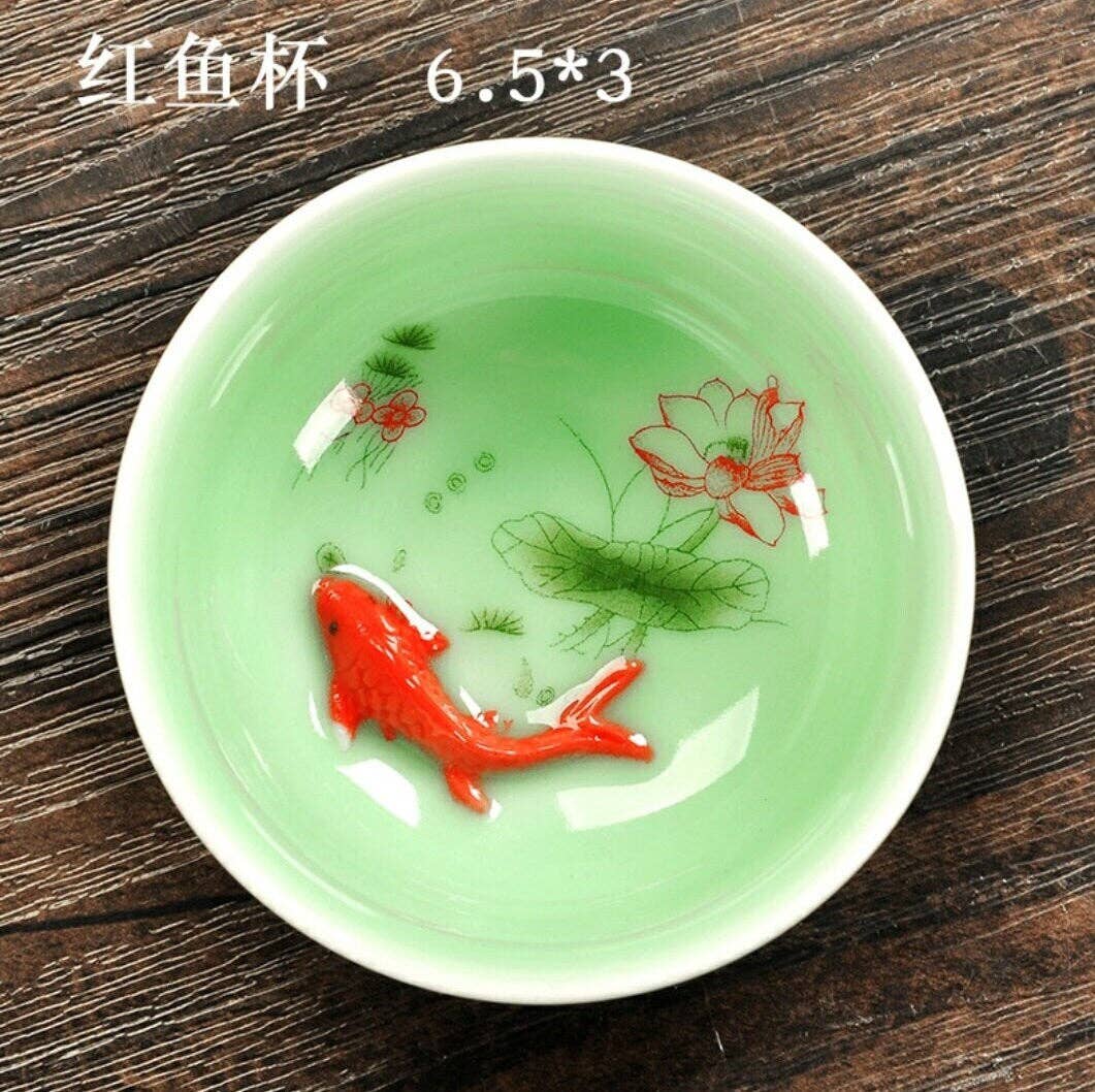 Green Pastures Wholesale – wholesale Teset – En bärbar resande 3D Koi-fisk med Lotus Tea Set3