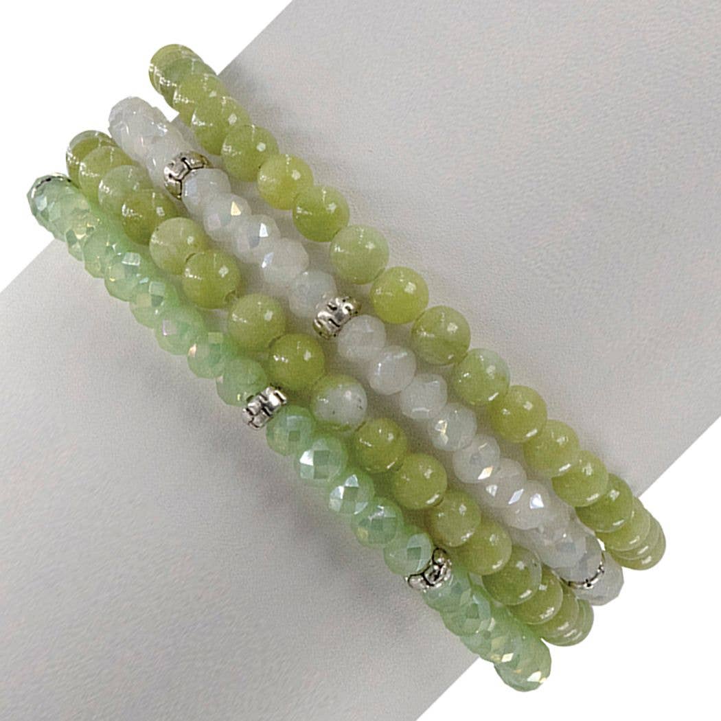 My Fun Colors - Wholesale Beaded Bracelet - Gemstone + Crystal Bead Stretch Bracelets, Set4 | 24 Styles!13