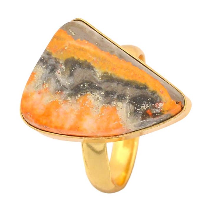 Taille 9.5 - Bague Bumblebee Jasper en plaqué or 24 carats pour taille 11 GPR1198 pour la vente par SARAH DESIGNS JEWELRY