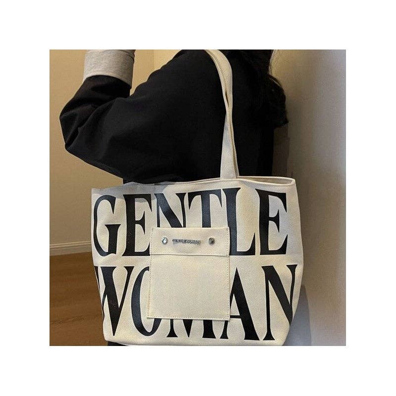 UZ Wholesale Store – wholesale Bärkasse - Dam – Brevtryck Canvas axelväska med stor kapacitet5