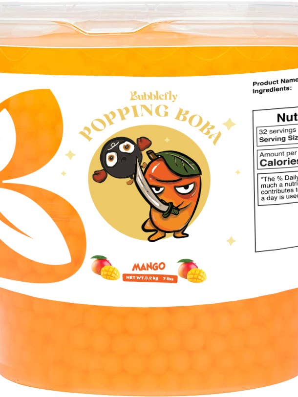 Mango Popping Boba for wholesale by Fresh Boba & Teas