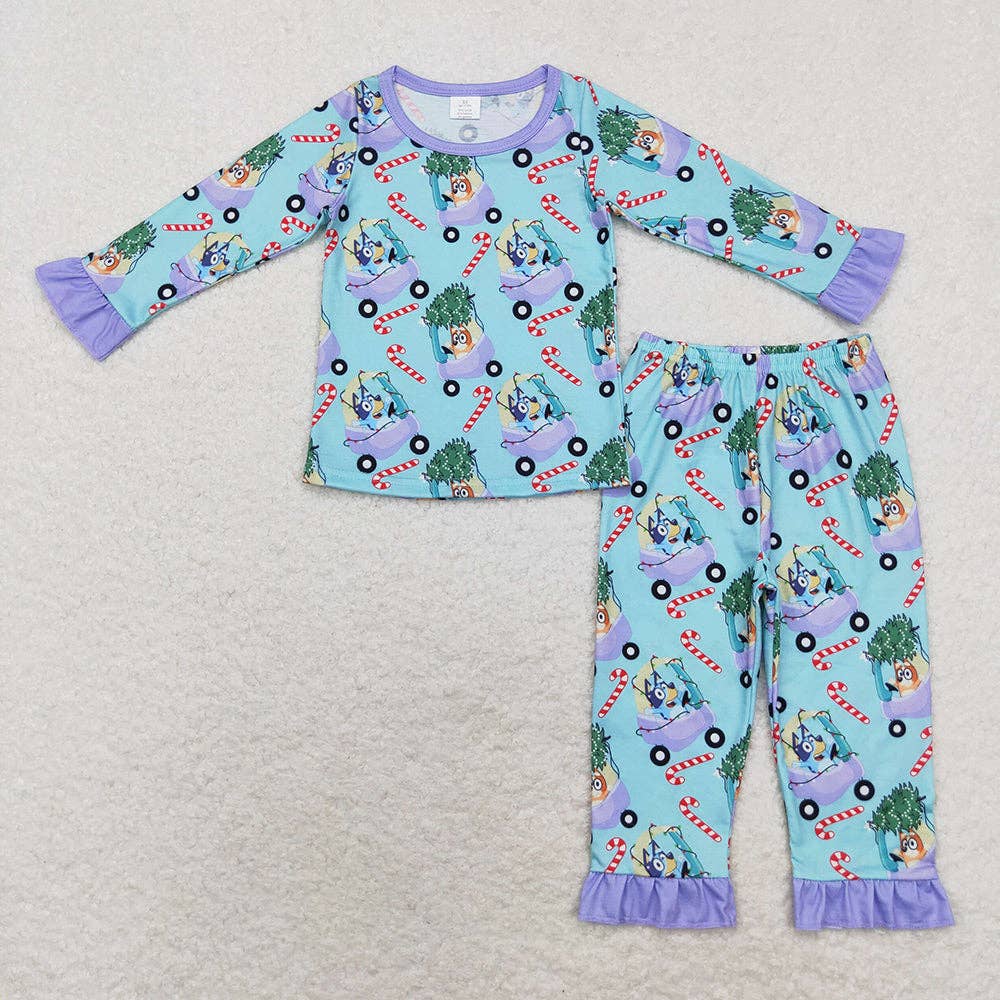 Aier Wholesale - Wholesale Sleepwear Set - Kids - Family Adult Baby Girls Christmas Dogs Candy Pajamas Clothes Sets0