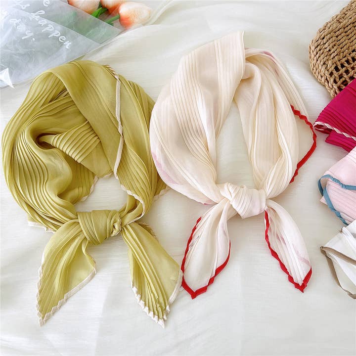 ACCITY - Wholesale Scarf - Women's - 60cm Pleated Sheer Square Scarf for Women_CWASC084911
