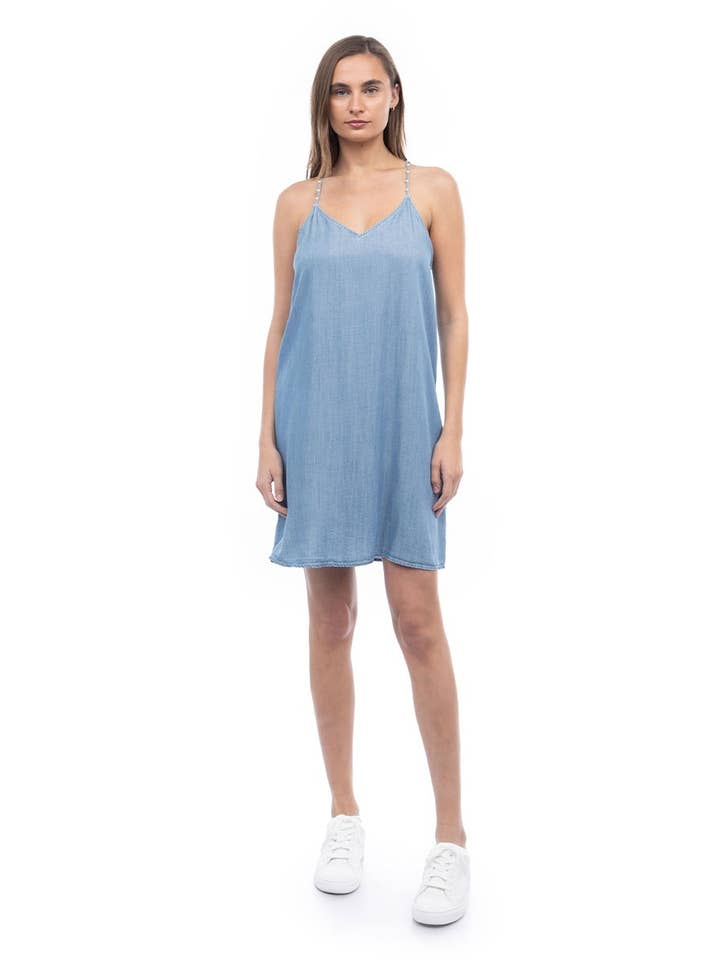 1250C - TENCEL Racerback kjole med perlerem for engroshandel hos Naked Zebra