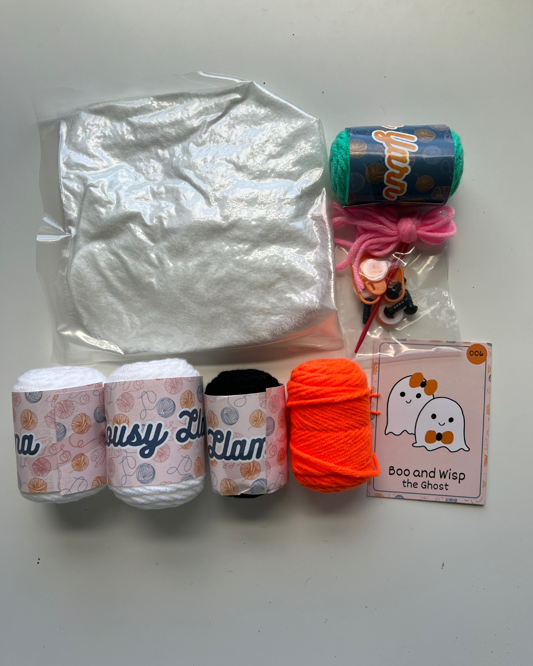Lousy Llama Creations - Wholesale Knitting/Crochet Supplies - Learn to Crochet Beginner Ghost Crochet Kit1