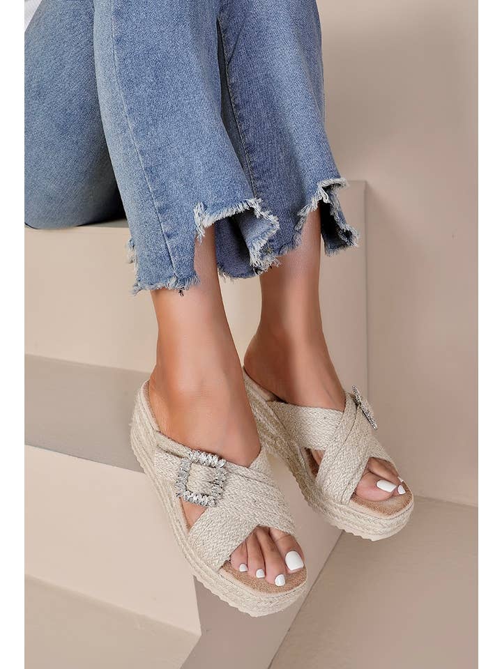 Joia Paris - Wholesale Mules - Women's - Crossed wedge mule with buckle JN-76