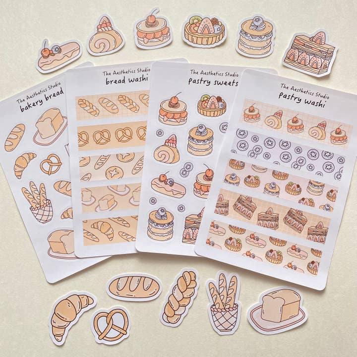Bakery Sticker Collection for wholesale by The Aesthetics Studio