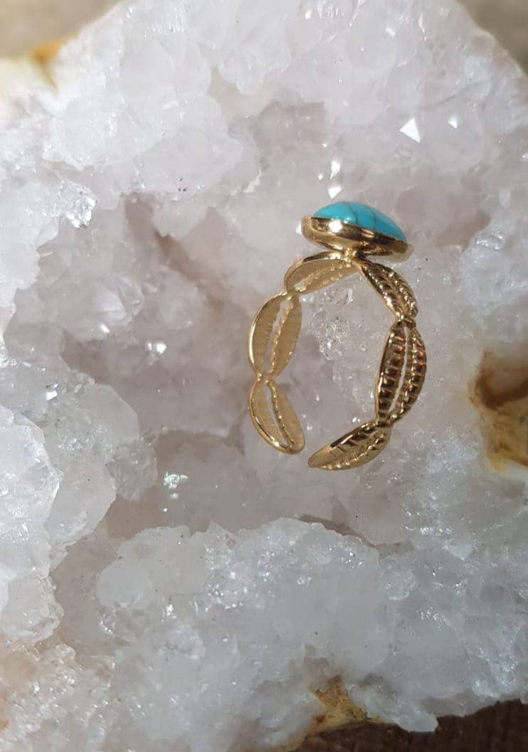 Luz das Pedras Naturais - Wholesale Single Stone/Solitaire Ring - 18K Adjustable Turquoise Ring1