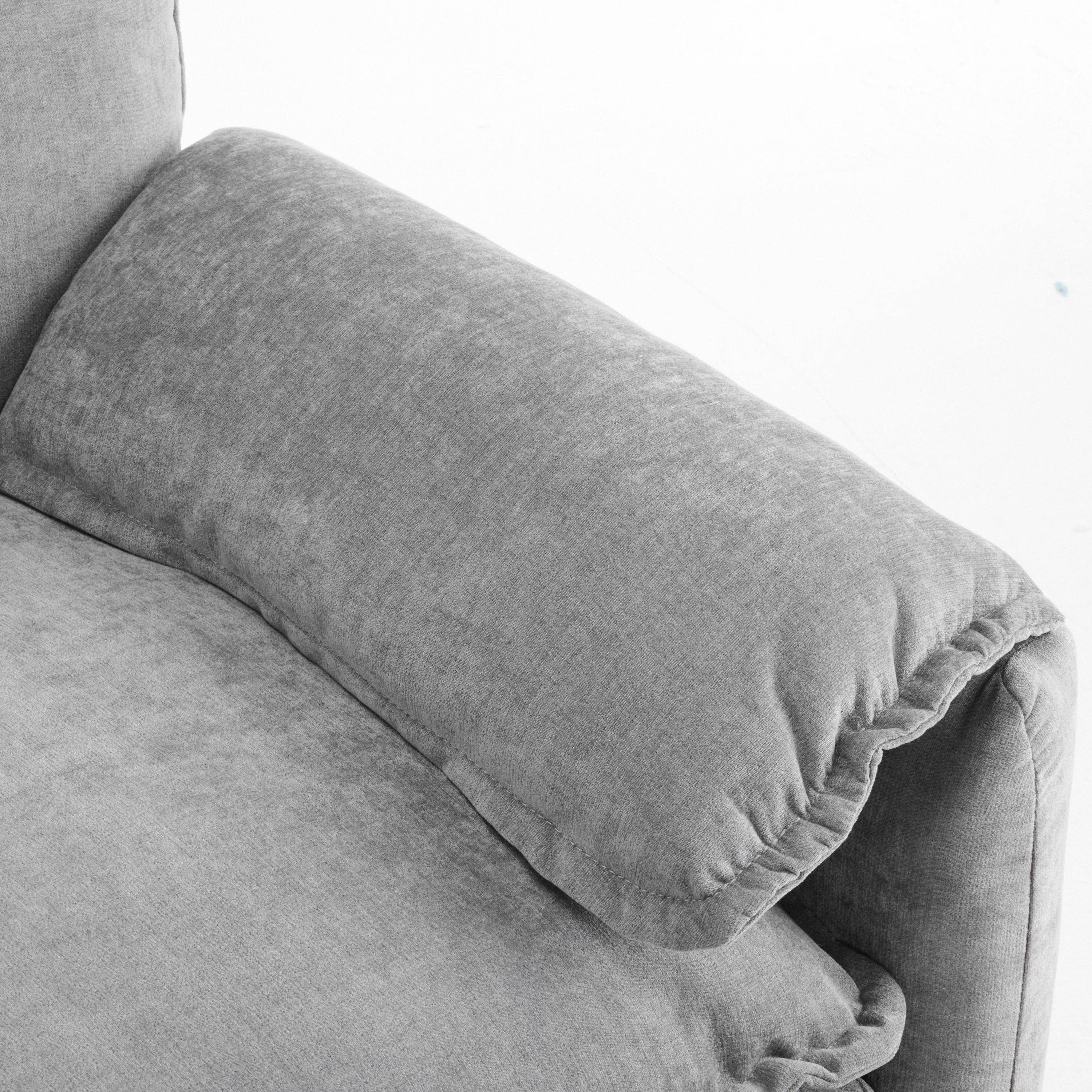 HOMYCASA DESIGN INC - Vente Chaises - Fauteuil Lounge en Chenille Moelleuse - Grand Fauteuil de Lecture avec Coussins Épais, Support Dossier Haut, Gris7