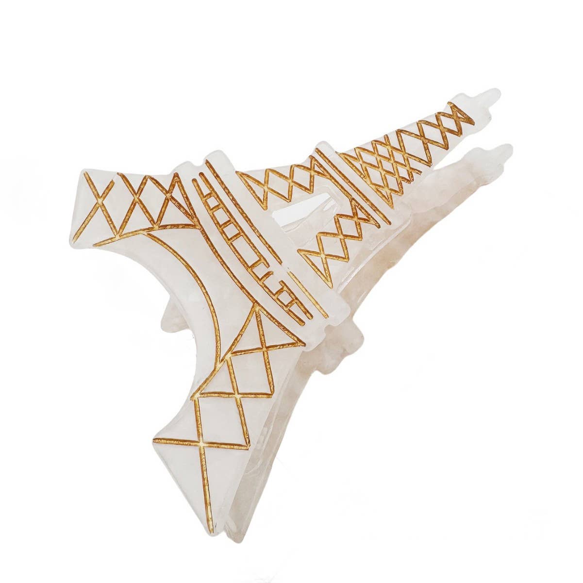 Beige Eiffel Tower Hair Claw, Paris-Inspired Hair Accessory for wholesale on Faire2