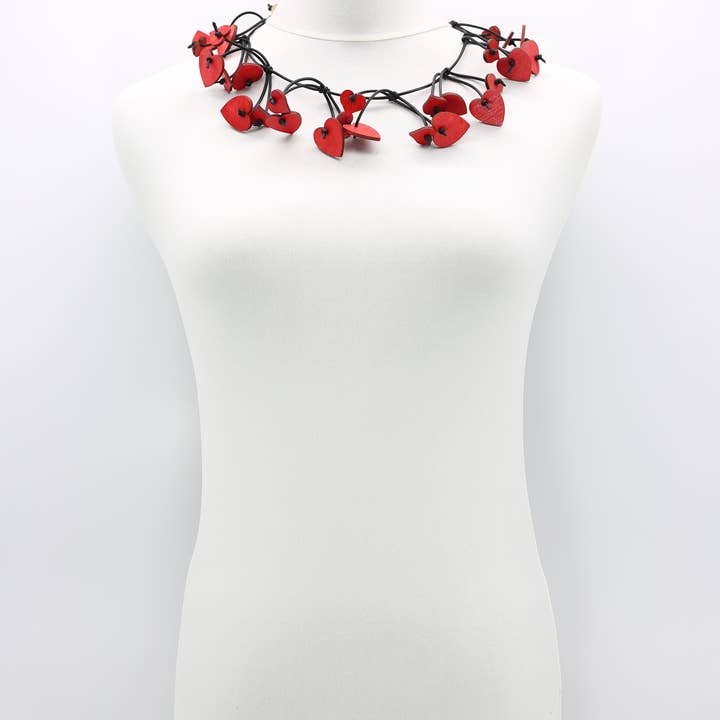 Jianhui London - Wholesale Pendant/charm necklace - Hand Painted Wooden Hearts on Leatherette Necklace - Short1