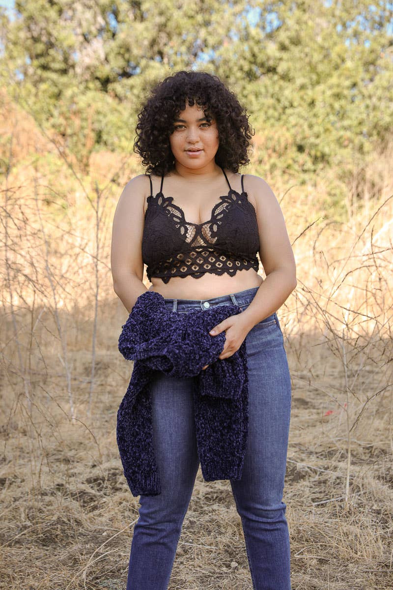 Leto Accessories - Wholesale Bralette - Women's - Crochet Lace Longline Bralette–XL, Padded, Stylish Comfort🌼14