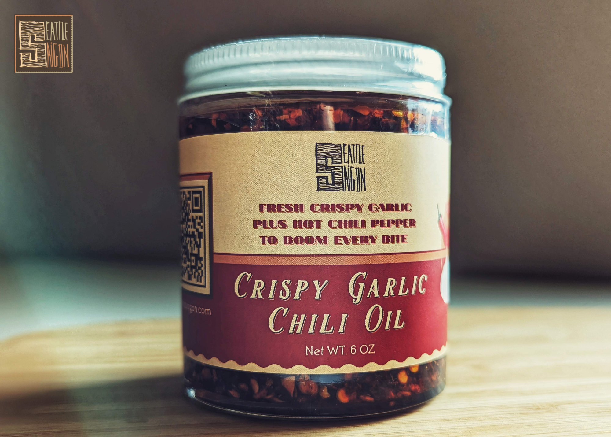 Seattle and Saigon - Wholesale Hot Sauce - CRISPY GARLIC CHILI OIL, Do-everything Viet sauce,Made in WA6