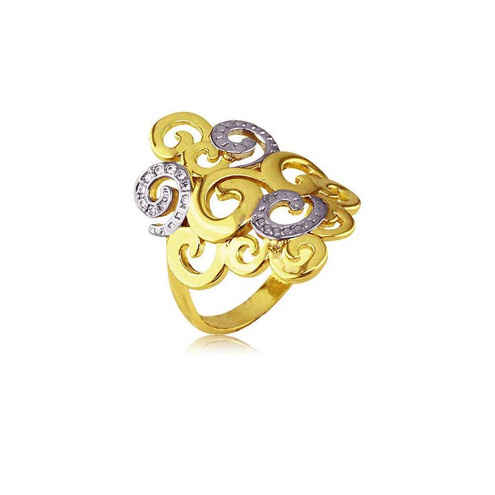 CZ Ring Finished in 18K Yellow Gold Women Jewelry 12921 for wholesale by Gio Fantato