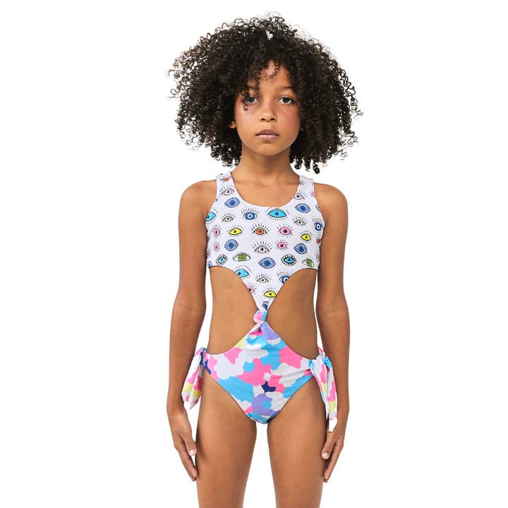 Camo Eye One Piece Short Sleeves Swimsuit for wholesale by Too Cool Beachwear