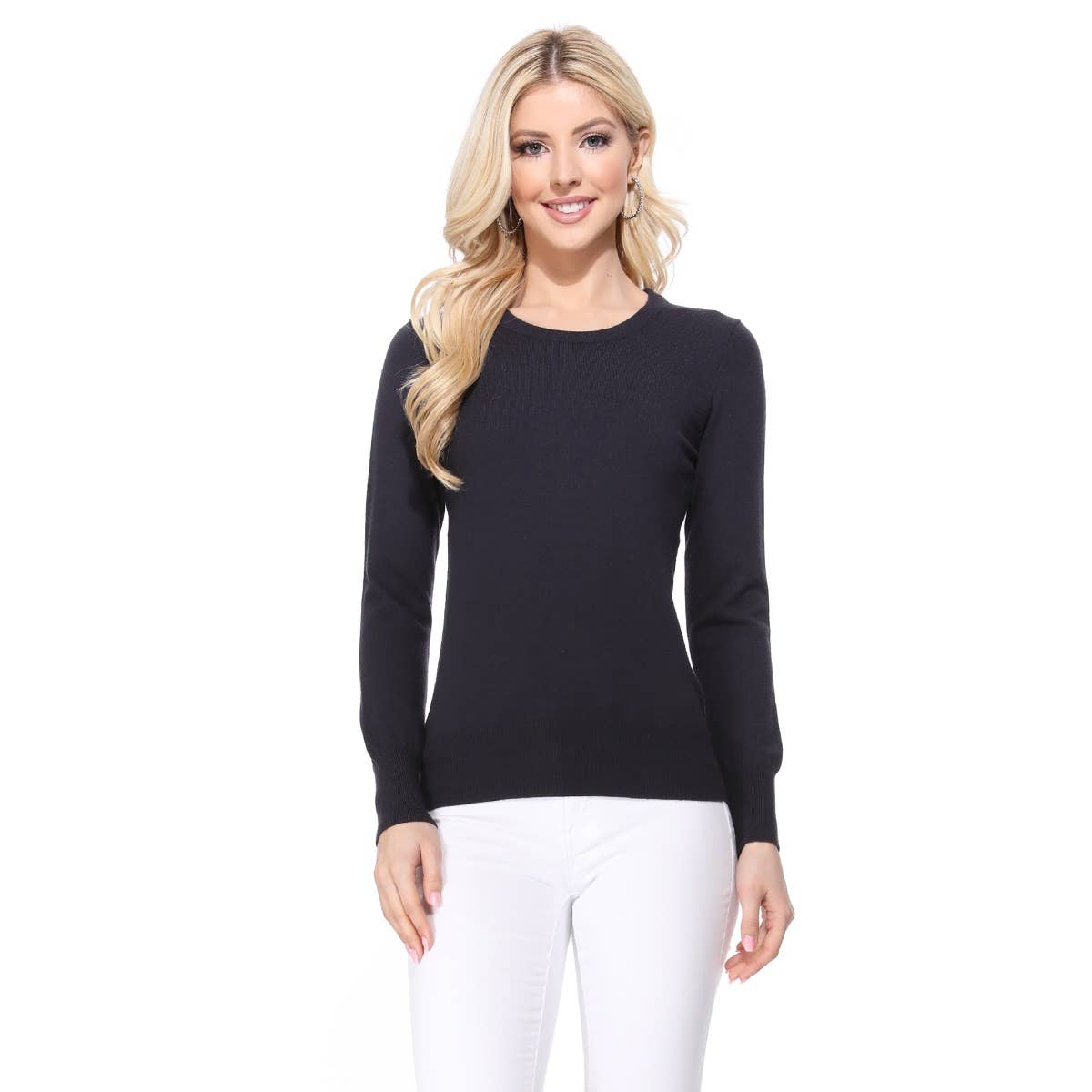 Mak – Engroshandel Pullover - Dame – Langærmet Crewneck blød strik sweater pullover MK55005