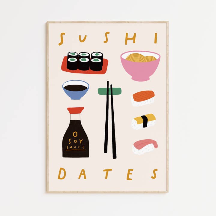 Sushi Dates Print for wholesale by Kitty Makes
