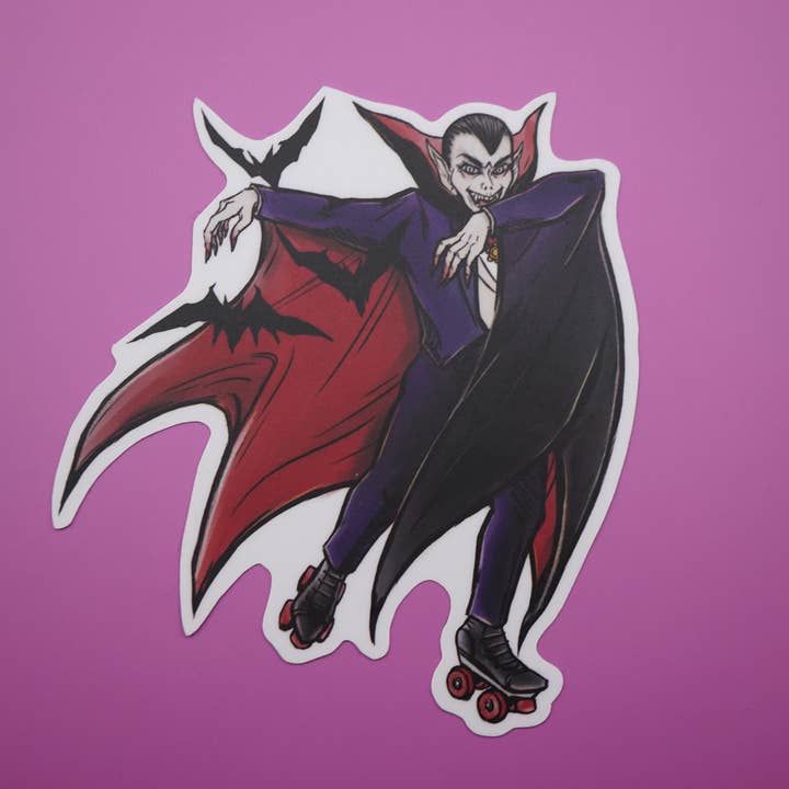 Dracula på rullskridskor klistermärke för wholesale av Live Flashy or Die