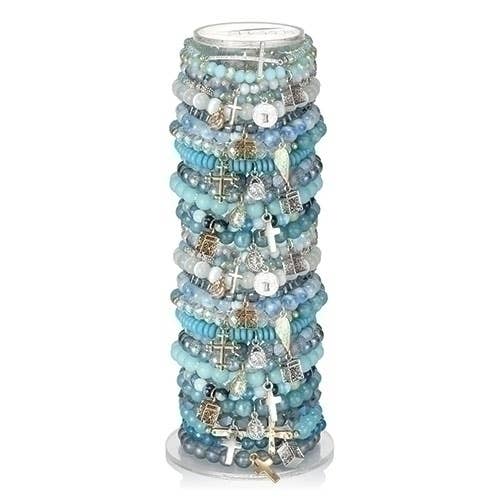 Blue Bracelets 15 Styles; 2 Each, 30-piece with Display for wholesale by Roman