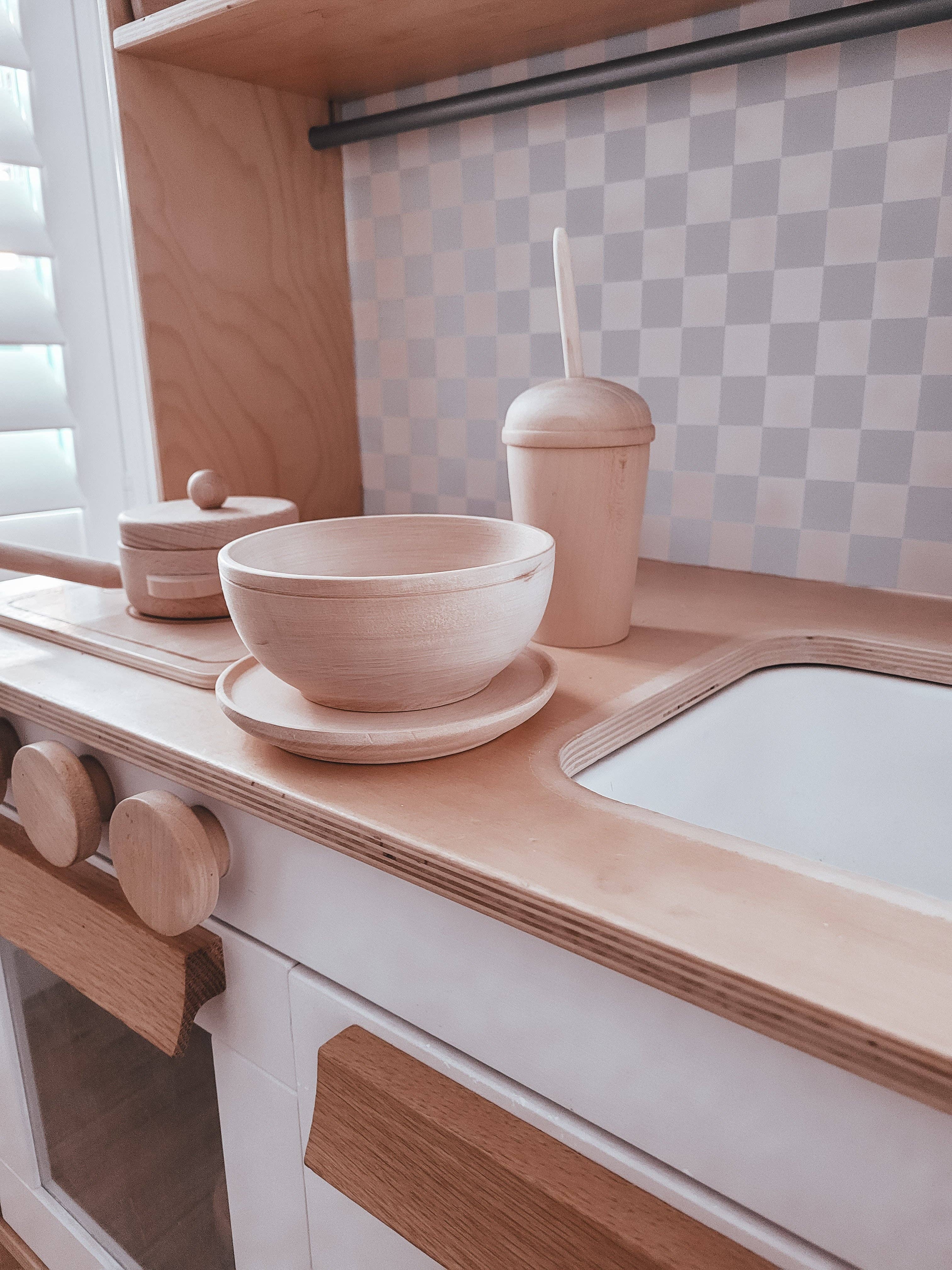 Petit Abode - Wholesale Wood Toy - Kids - The Wooden Dining Set (plate and bowl)5