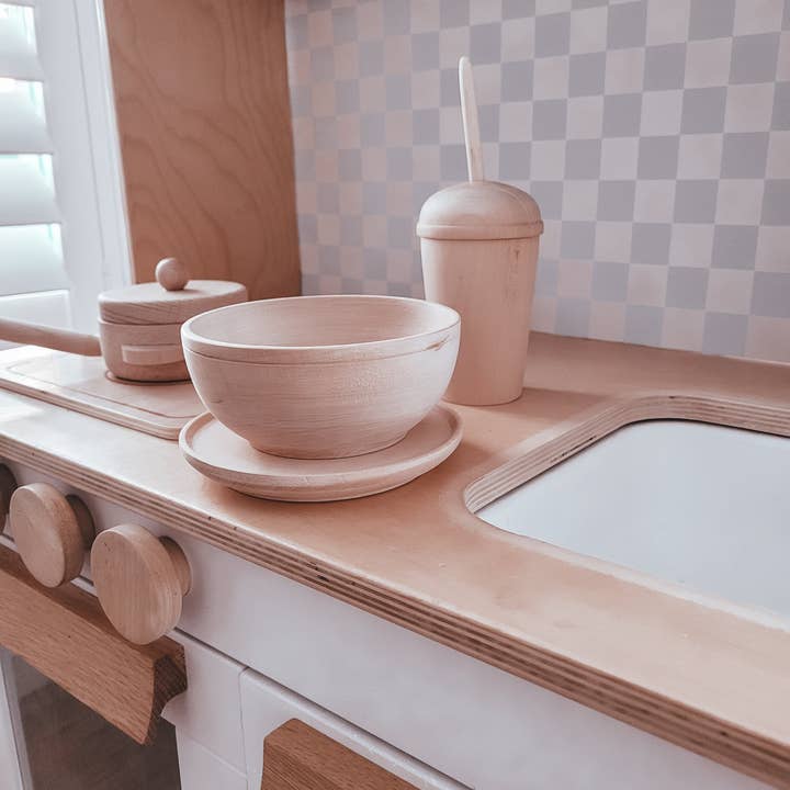 Petit Abode - Wholesale Wood Toy - Kids - The Wooden Dining Set (plate and bowl)5