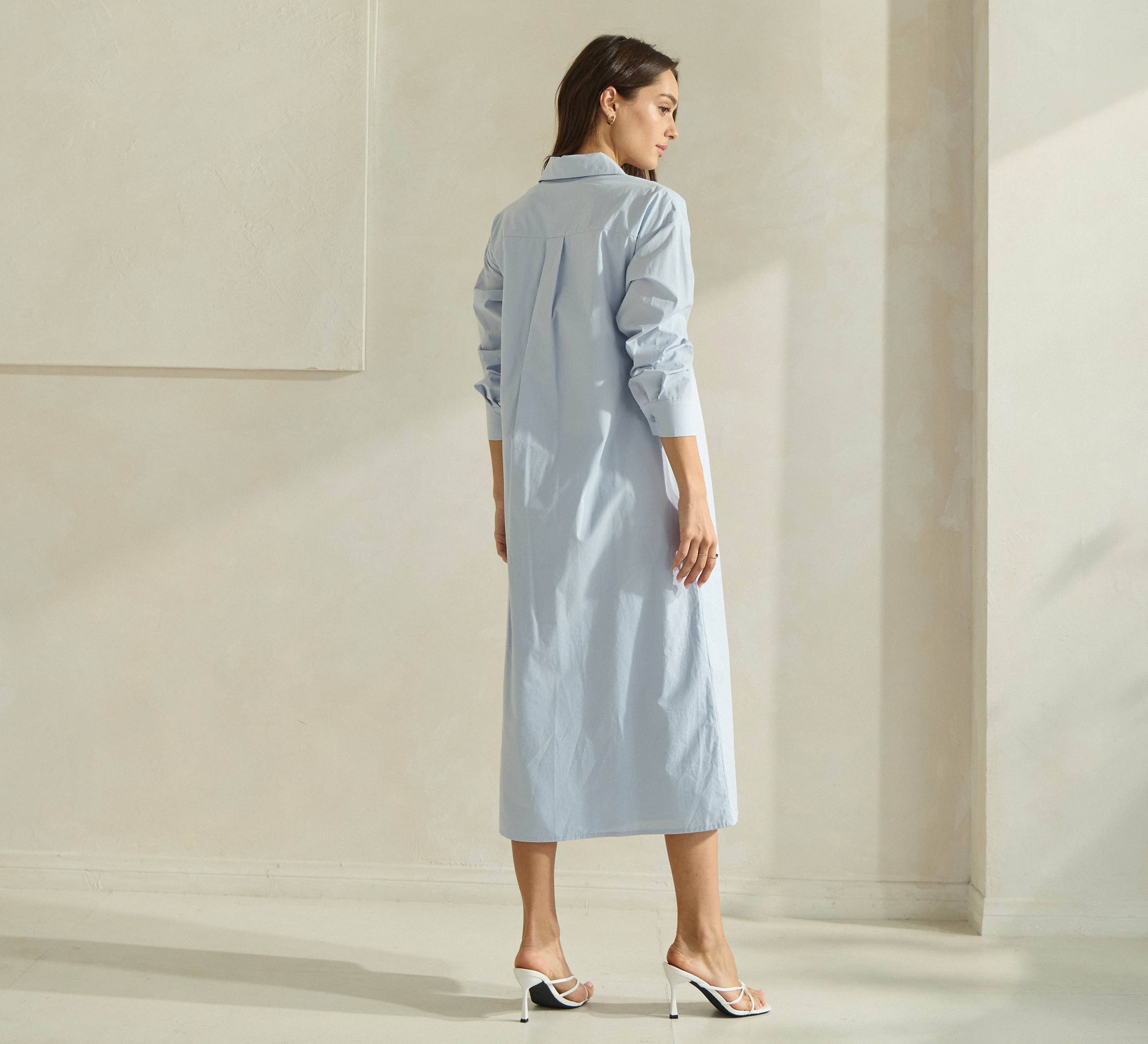 Able - Venta al por mayor Vestido - Mujer - Vestido camisero de algodón con detalles en contraste5