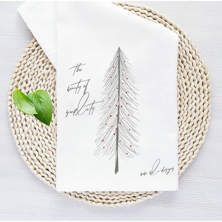 Beauty of Simplicity Flour Sack Tea Towel, Holiday Decor for wholesale by Bebe Blu Designs, LLC