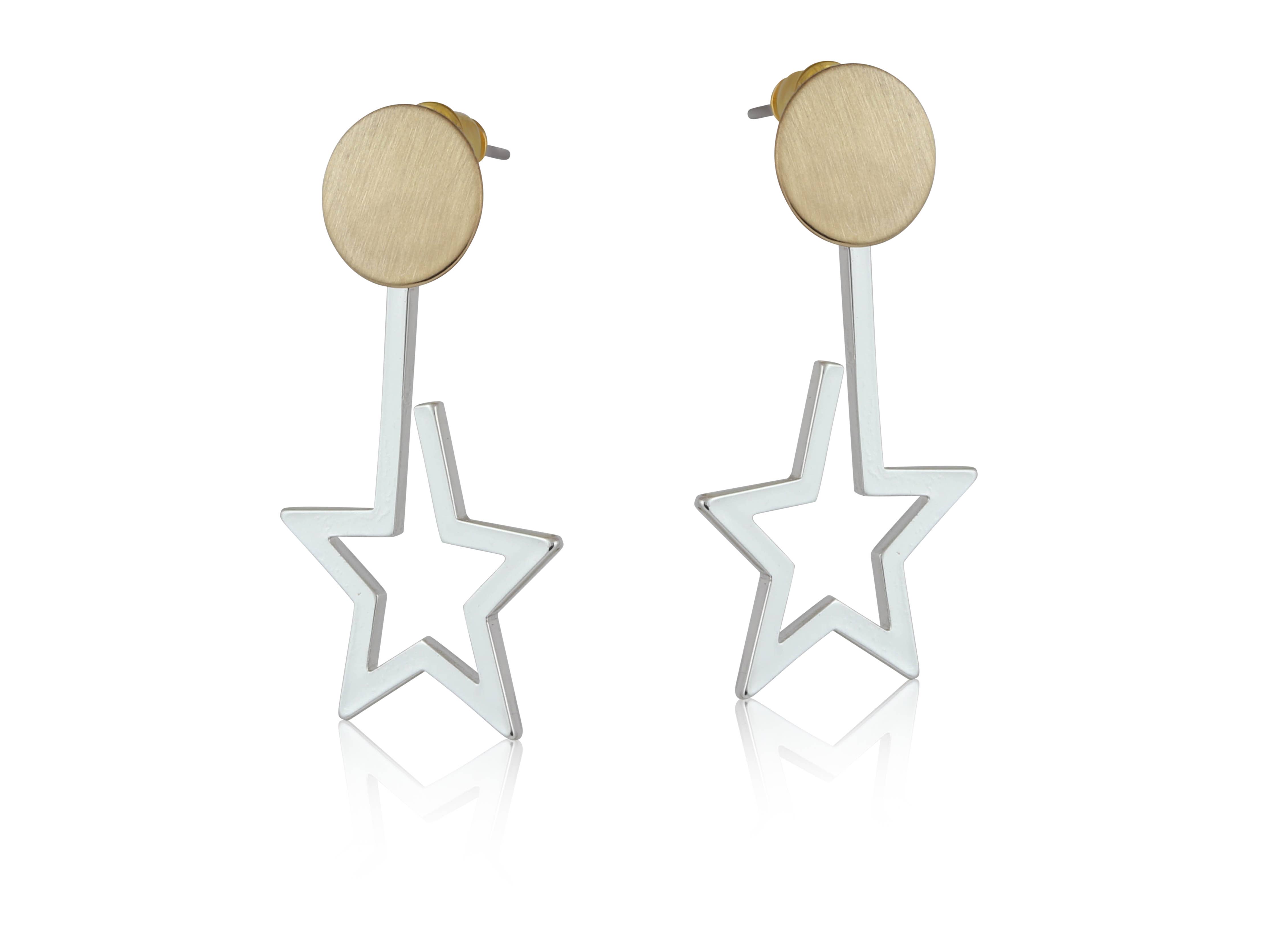 Big Metal London - Wholesale Dangle Earrings - Ivy Two Tone Star Earrings1