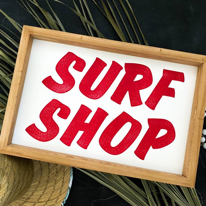 Surf Shop Wood Wall Art (More Colors) for wholesale by Southern Mesa Trading Co.
