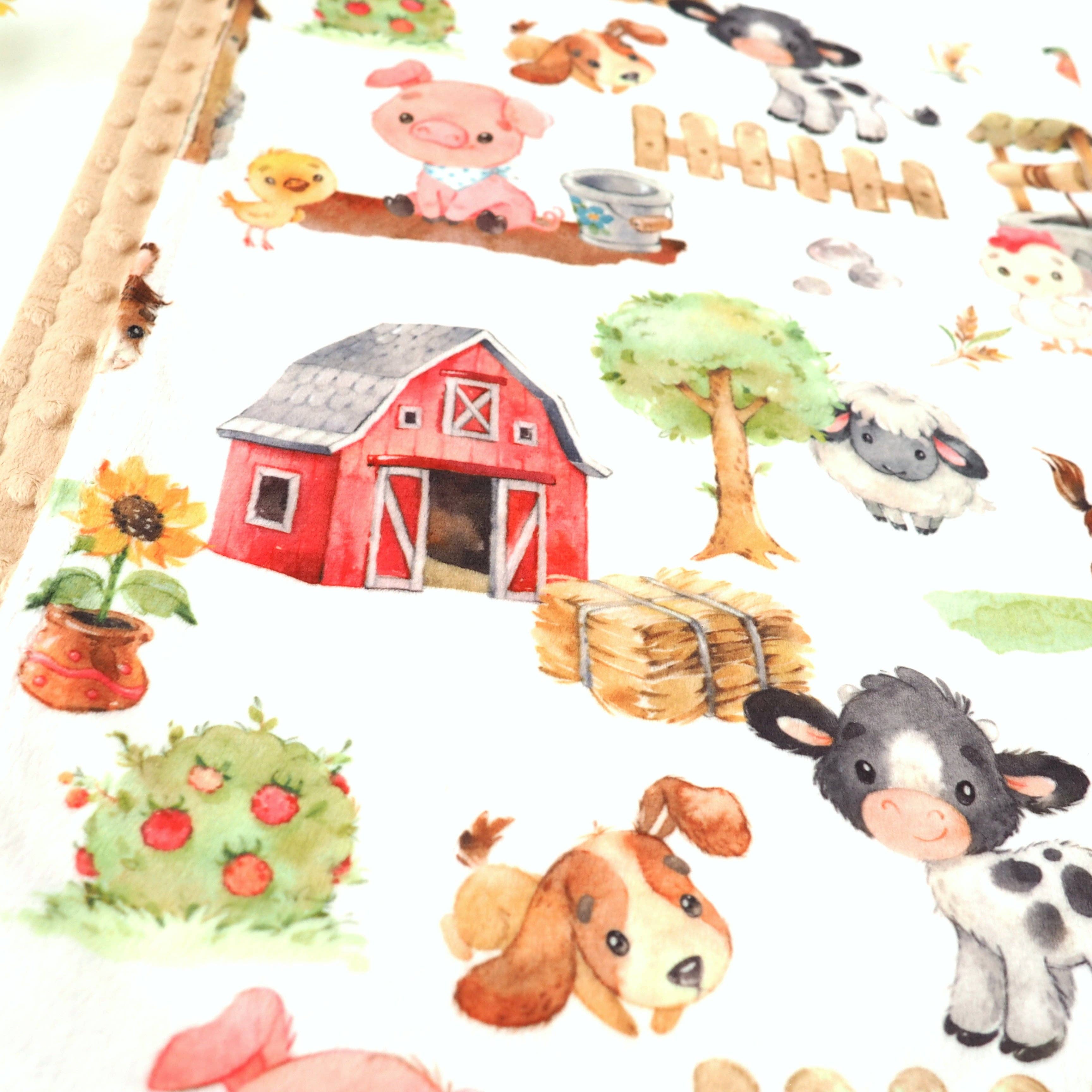 Honey Lemonade- Minky Baby Blankets and Gifts - Wholesale Bedding Blanket - Kids & Baby - Baby & Toddler Minky Blanket - Farm Animals9