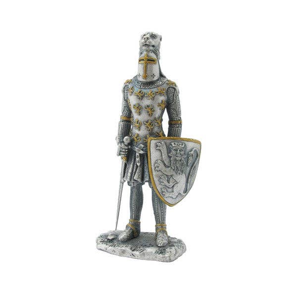 Timeline Gifts Ltd - Venta al por mayor Figura decorativa - Estatuilla de Caballero de Metal Sólido - Casco con Cresta de León del Siglo XIII