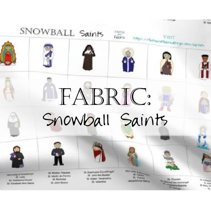 Fabric Panel: Snowball Saints (Horizontal) for wholesale by Faith and Fabric