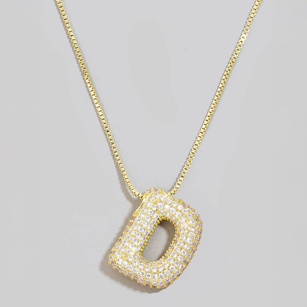 The Looks by Fame Accessories - Venta al por mayor Collares con colgantes/abalorios - Collar con colgante inicial de burbuja pavé5