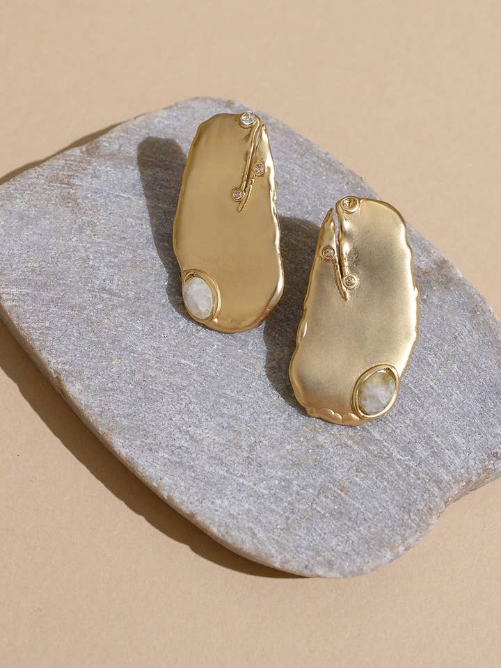 Brincos Moonstone Harmony por atacado de Rare Matters Jewelry