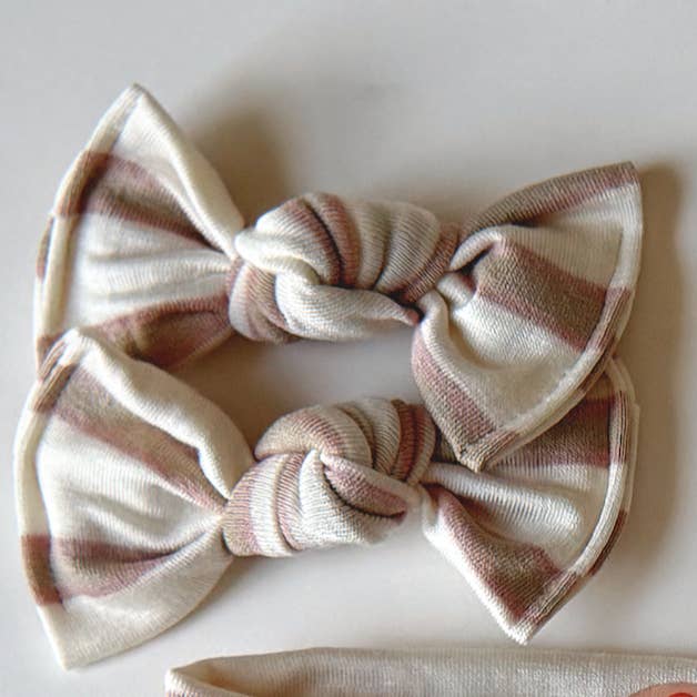 Tan + Rosa Randig BloomCLIPS eller Nylon Hårband för wholesale av Bloom Headwraps