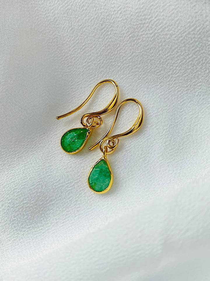 Emerald Teardrop Earrings for wholesale by Dusk Hera