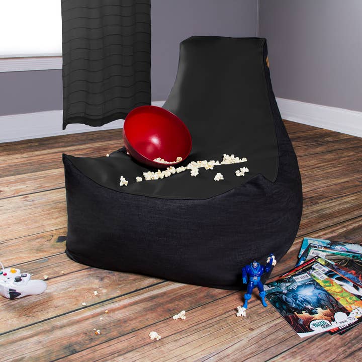 LuvU - Wholesale Chair - Jaxx Pixel Gamer Bean Bag Chair, Premium Vinyl / Dark Denim96