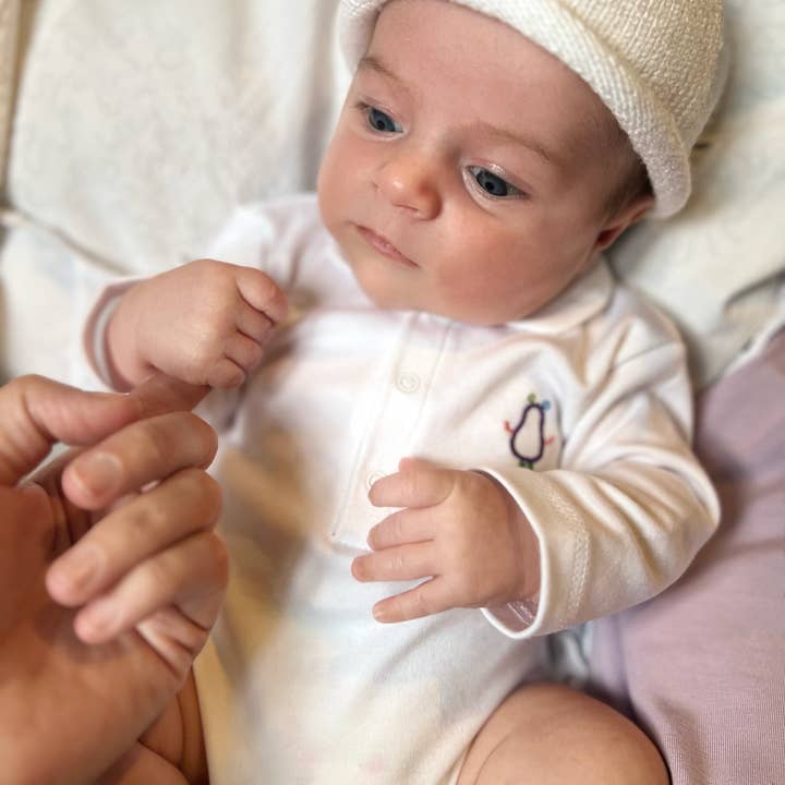 Body evolutivo "Pure Happiness" unissex de mangas longas com gola arredondada por atacado de Petit Poirier