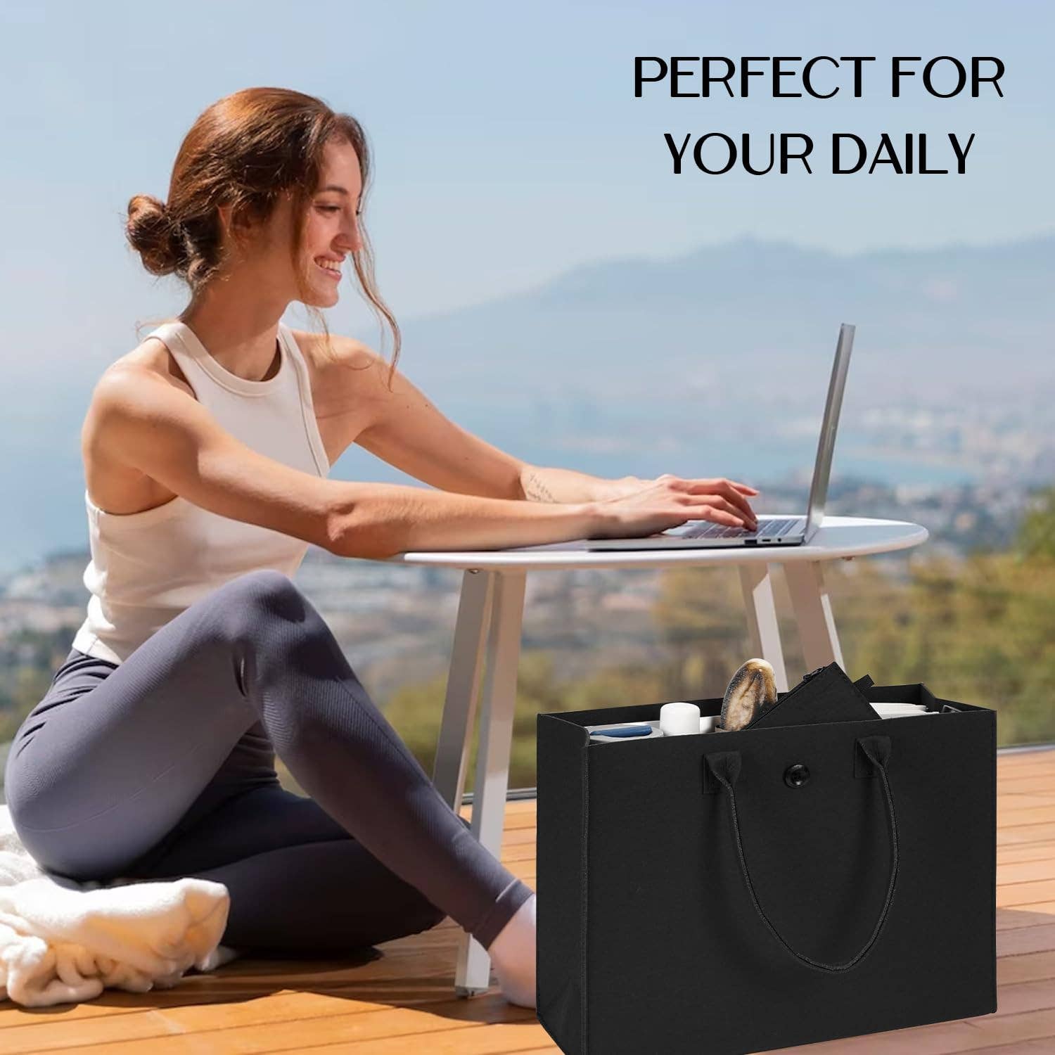 wandf – wholesale Livsmedels-/Shoppingväska – ECOHUB tålig återanvändbar kasse i återvunnet filttyg56