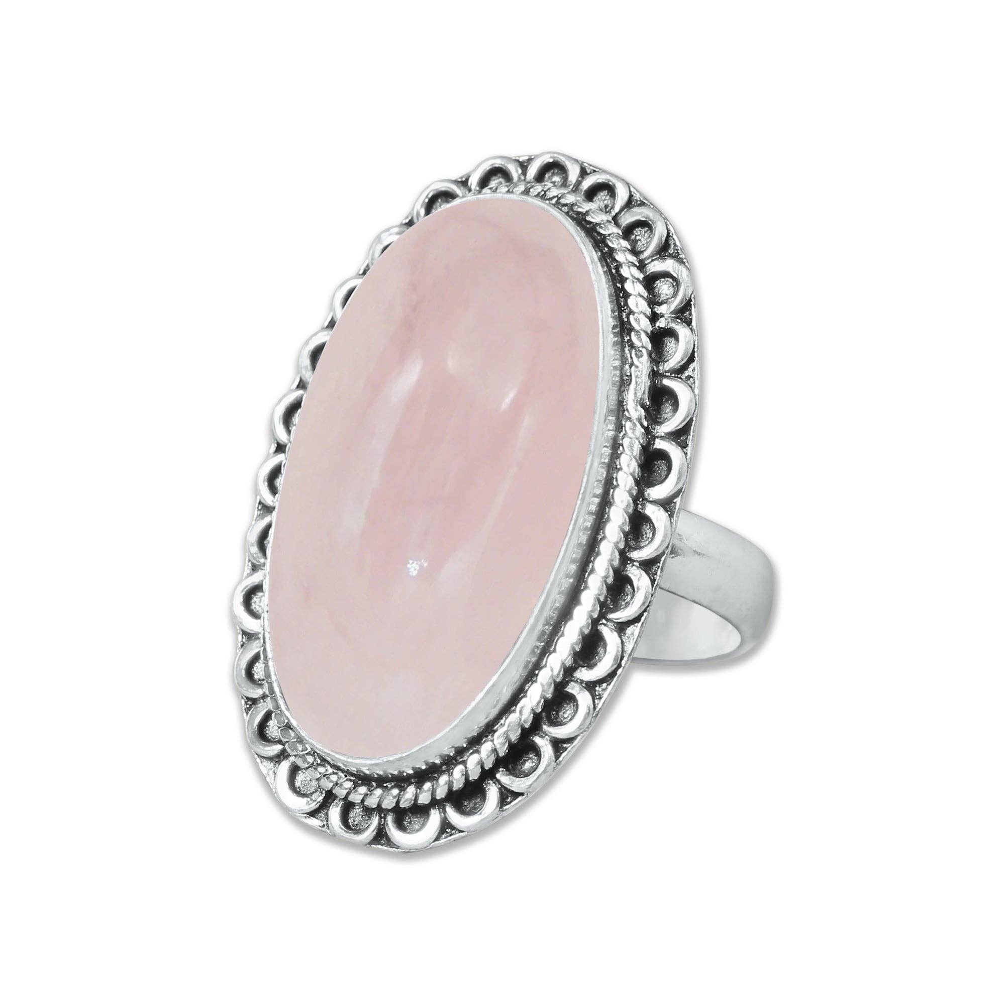Handmade Jewels – wholesale Cocktail/Statement Ring – Rosenkvartsringar – Silverpläterade, Handgjorda, Mjuk Rosa (US Storlekar 6–10, Ej Justerbara)13