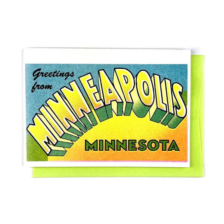 Hälsningar från: Minneapolis - Risograph-kort och tryck för wholesale av Next Chapter Studio