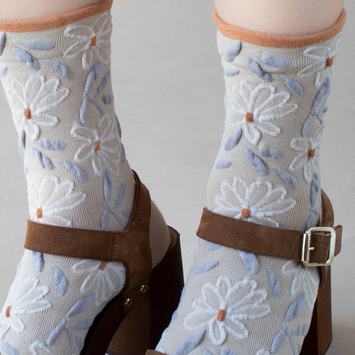 Tiepology - Vente Chaussettes – femme - Chaussettes florales vintage uniques5