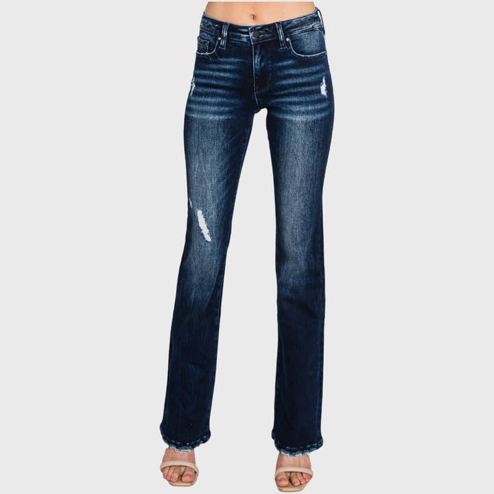 Petra153 - Wholesale Jeans - Women's - P550MB-DK MID RISE STRETCH CLASSIC BOOTCUT JEANS6