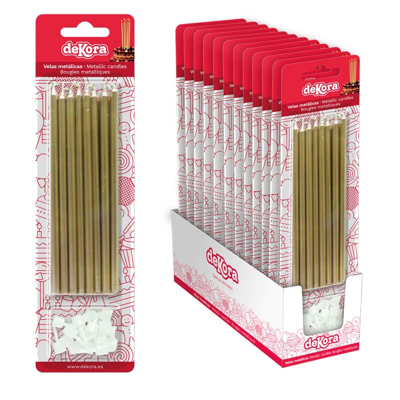 dekora - Wholesale Cake Candle - 16 Metallic Gold Birthday Cake Candles, 13 cm0