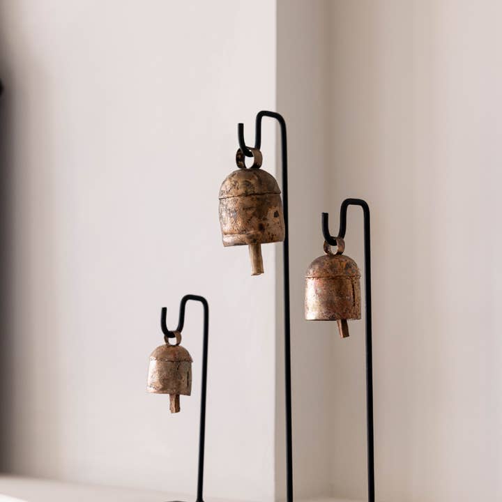 Luxe B Co - Wholesale Decorative Tabletop Object - Vintage Inspired Iron Bell Stands Shelf Styling 1